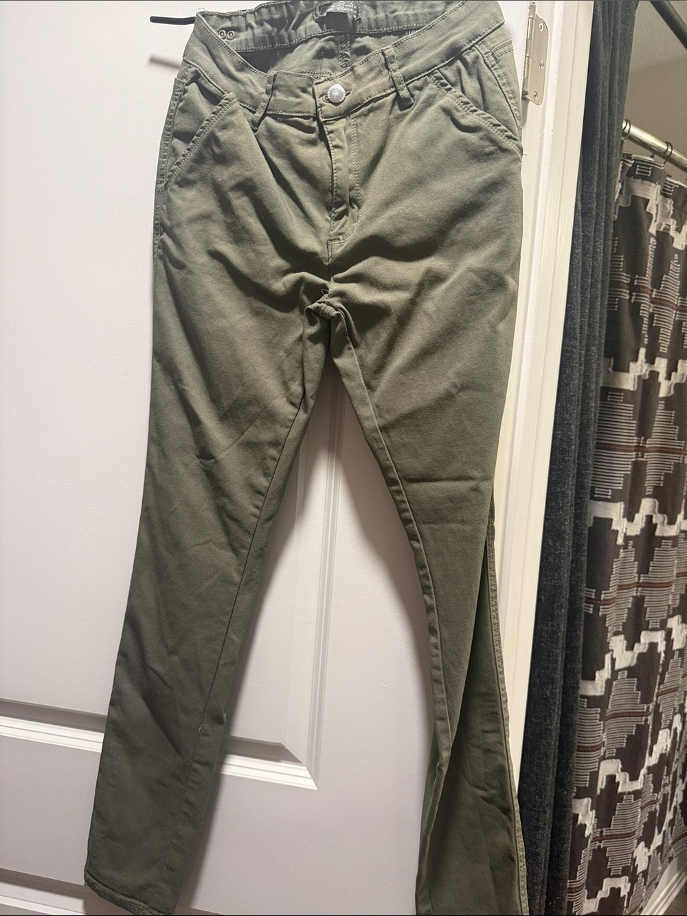 Olive Green Slim Casual Pants